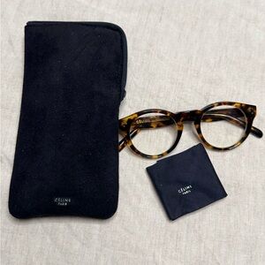Celine Brown Tortoise Glasses with Black Case. They’re prescription.